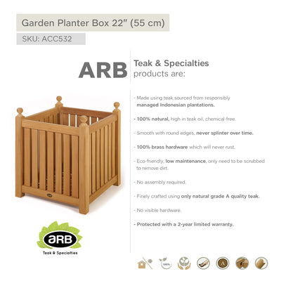 Teak Garden Planter Box 22" (55 cm)