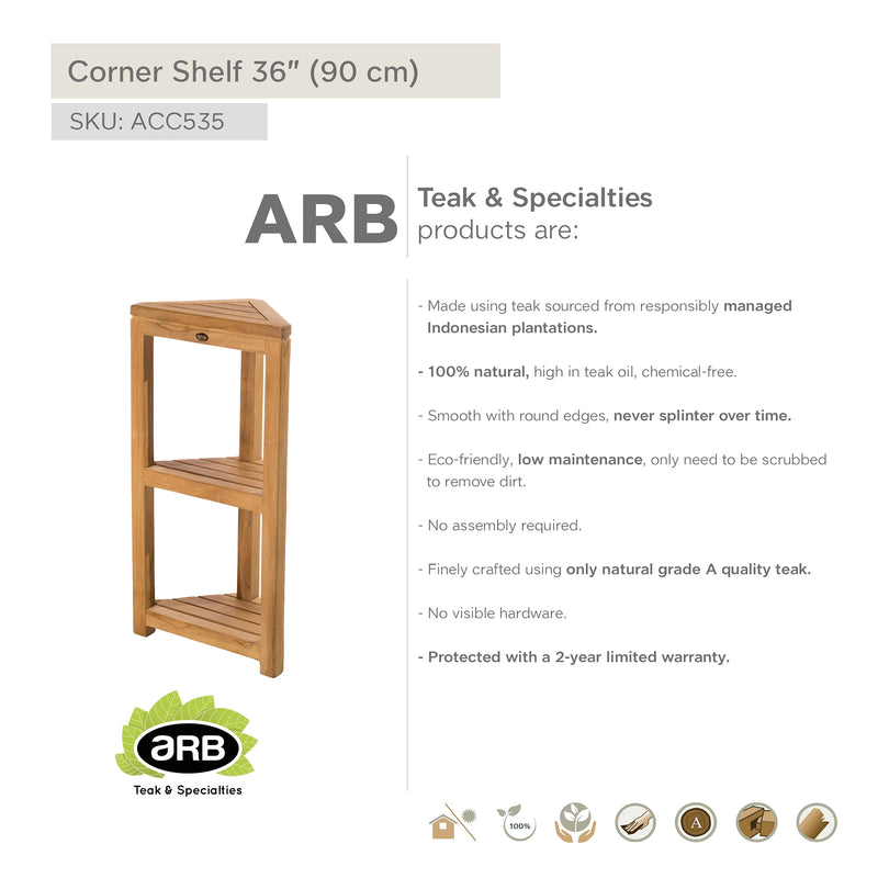 Étagère en coin 90 cm (36 po) – ARB Teak & Specialties - Canada