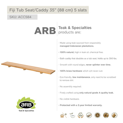Teak Tub Seat/Caddy Fiji 34.5" (88 cm) 5 slats