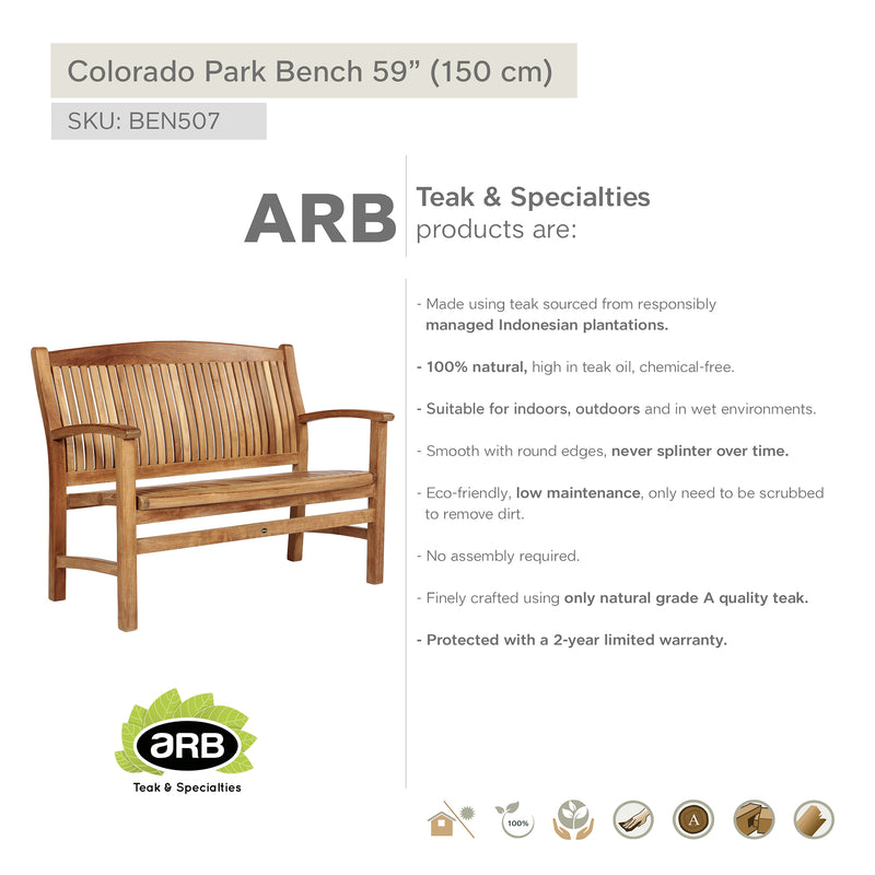 Teak Park Bench Colorado 59" (150 cm)