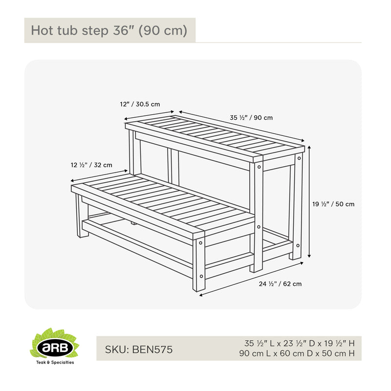 Teak Hot tub step 36" (90 cm)