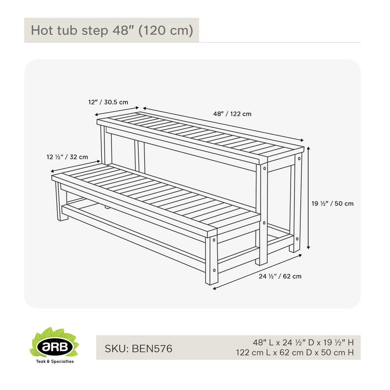 Teak Hot tub step 48" (120 cm)