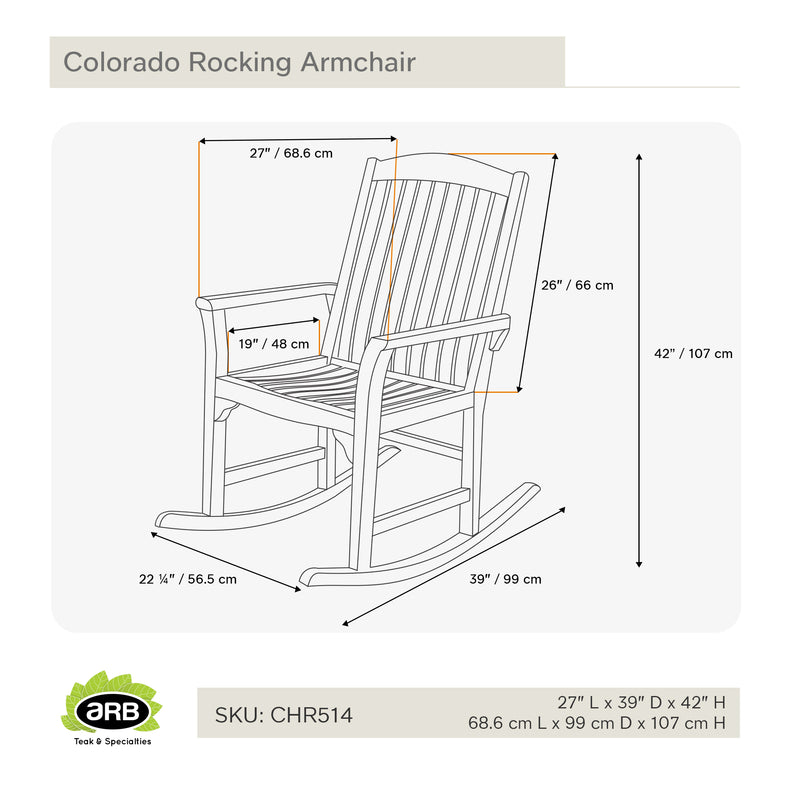 Chaise berceuse en teck Colorado