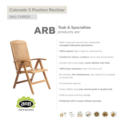 Teak Recliner Chair Colorado