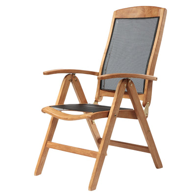 Chaise inclinable en teck et textilène Colorado