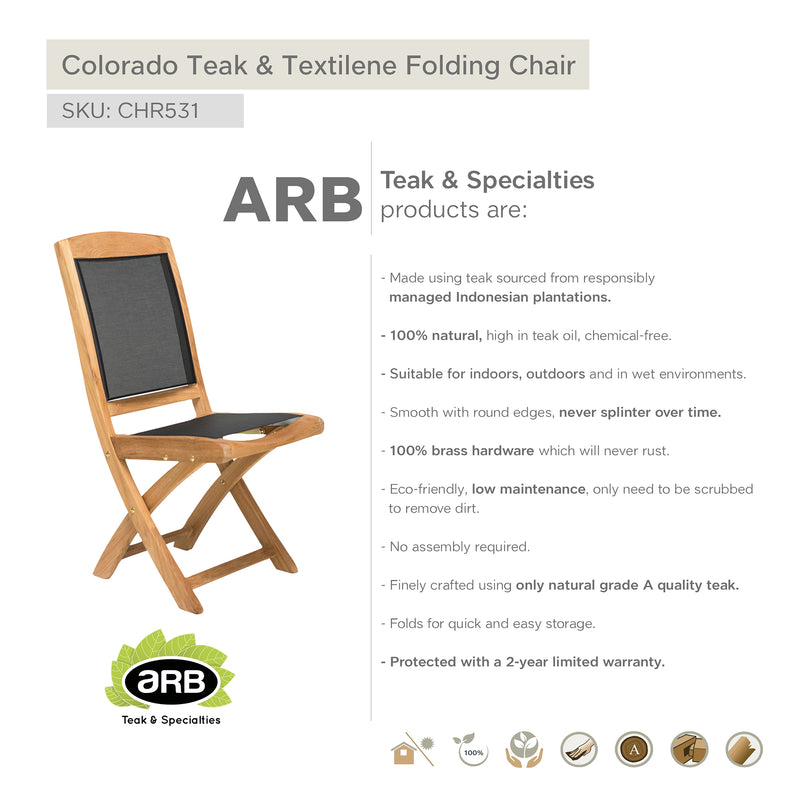 Teak & Textilene Folding Chair Colorado