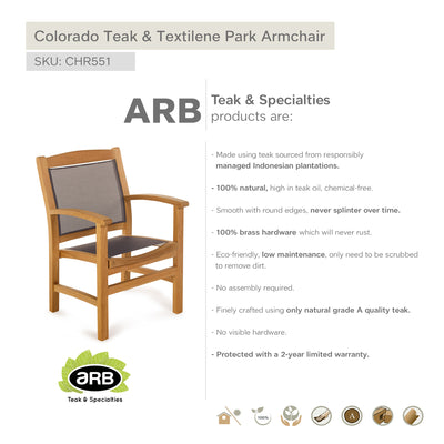 Teak & Textilene Park Armchair Colorado