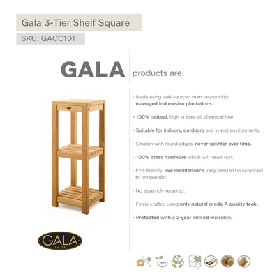 Teak 3-Tier Shelf Gala Square