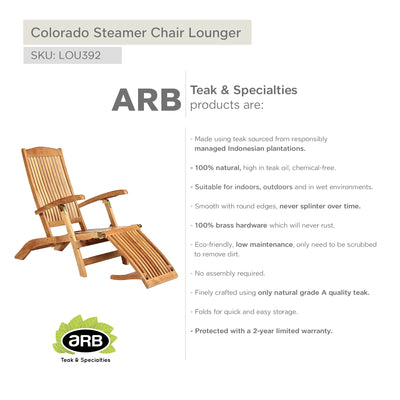 Teak Steamer Chair Lounger Colorado
