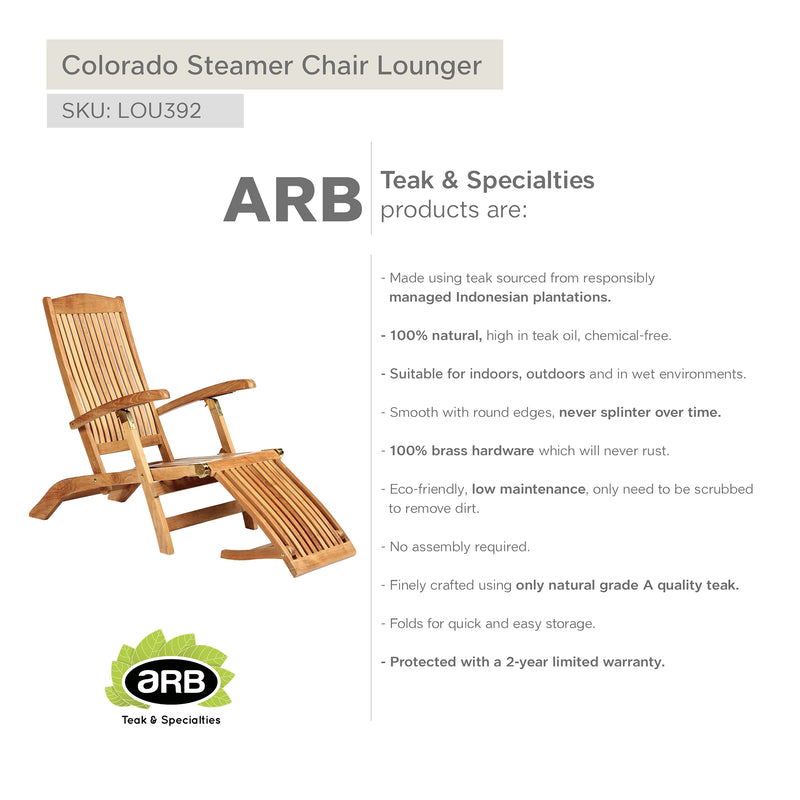 Chaise longue inclinable en teck Colorado