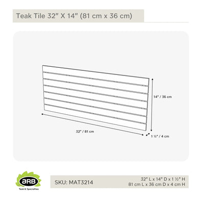 Tuile en teck 32"X 14"(81 cm x 35,5 cm)