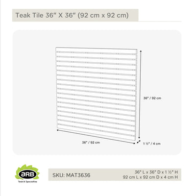 Tuile en teck 36"X 36"(91,5 cm x 91,5 cm)