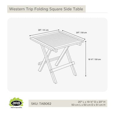 Table d'appoint carrée pliante 50 cm (20 po)