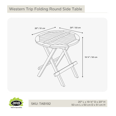 Teak Folding Side Table - Round 20" (50 cm)