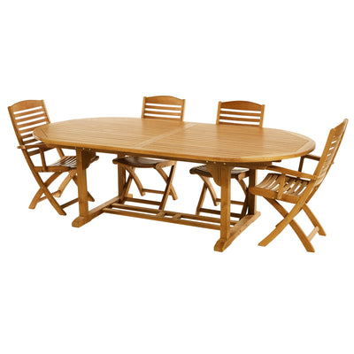 Teak Dining Extension Table Asia - Oval 95/118 x 48" (240/300 x 120 cm)