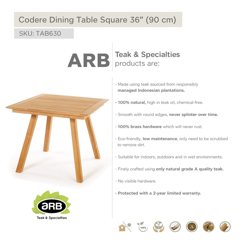 Table en teck Cordele carrée 90 cm (36")