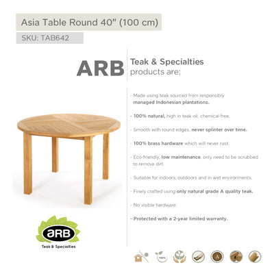 Teak Dining Table Asia - Round 40" (100 cm) KD