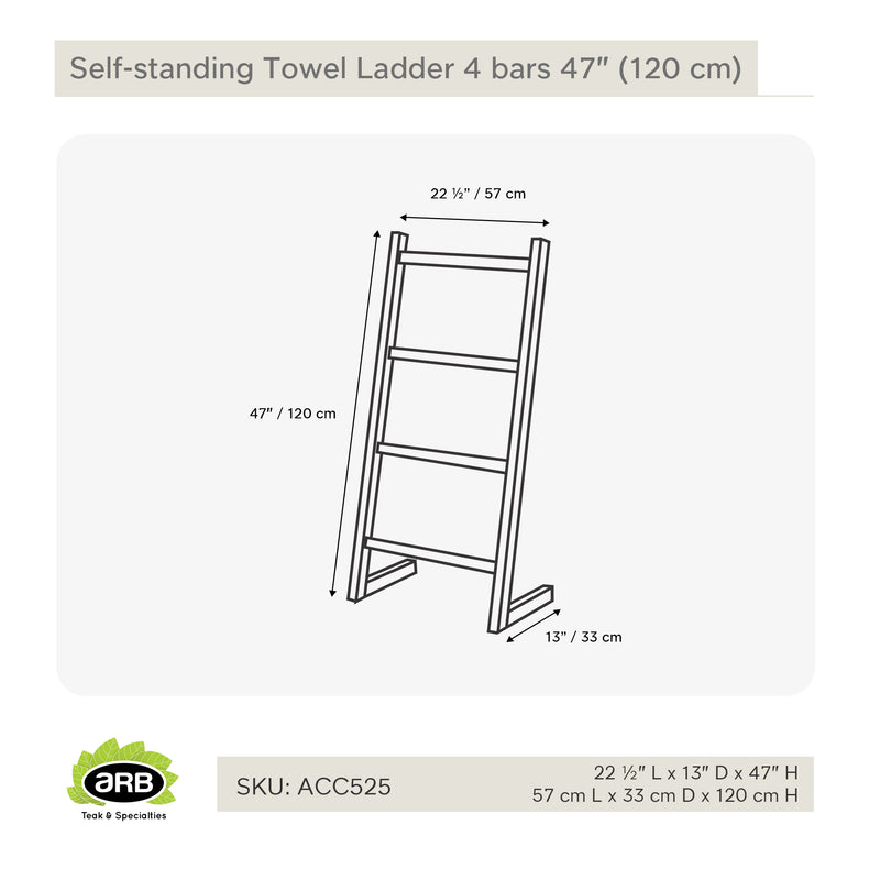 Teak Self-standing Towel Ladder 47" (120 cm) with 4 bars