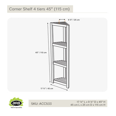 Teak Bath Shelf Corner 45" (115 cm)