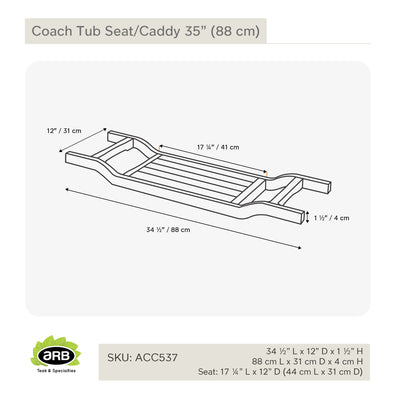 Teak Tub Seat/Caddy Coach 34.5" (88 cm)