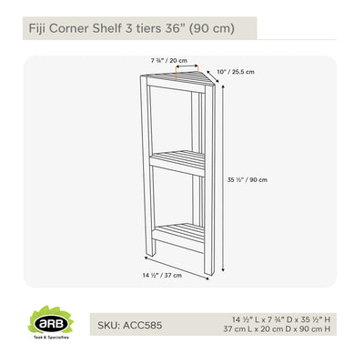 Teak Corner Shelf Fiji 36" (90cm) with 3 tiers