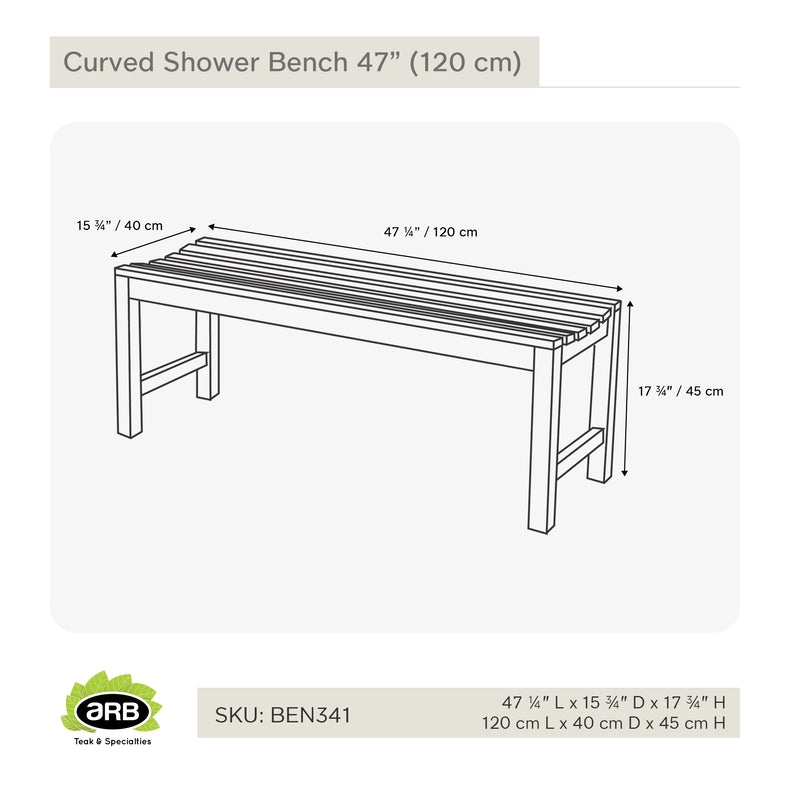 Teak Shower Bench Curved 47" (120 cm)