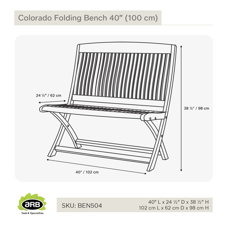 Teak Folding Bench Colorado