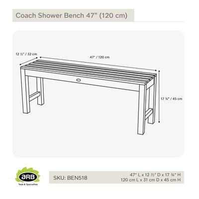 Teak Shower Bench Coach 47" (120 cm)