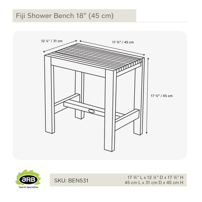 Teak Shower Bench Fiji 18" (45 cm)