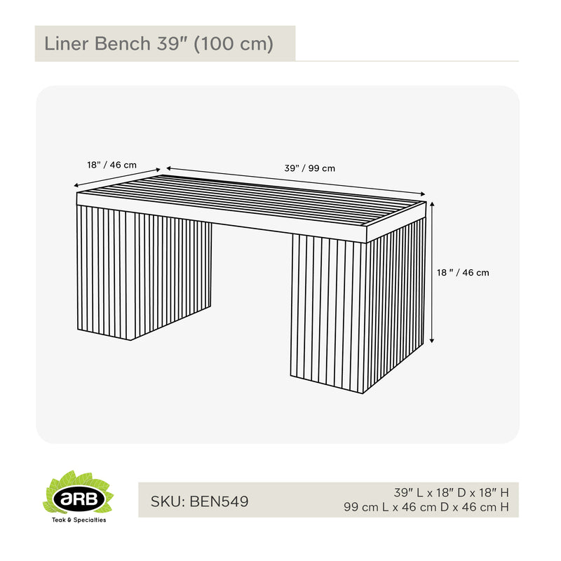 Teak Bench Liner 39" (100 cm)