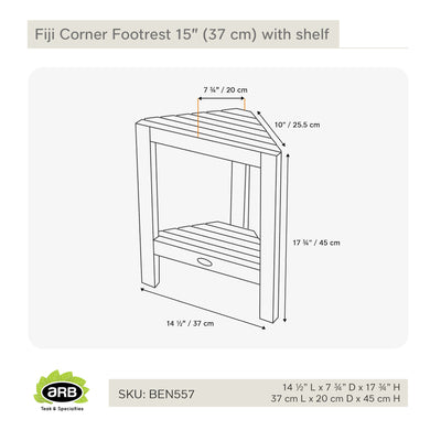 Teak Corner Footrest Fiji 15" (37 cm) with shelf