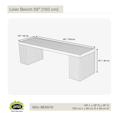 Banc en teck Liner 150 cm (59 po)