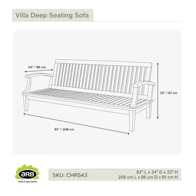 Sofa en teck Villa 3 places