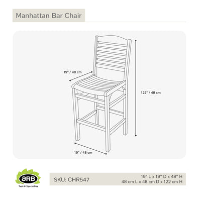 Chaise haute bar en teck Manhattan