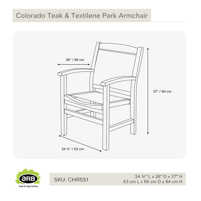 Chaise de parc en teck et textilène Colorado