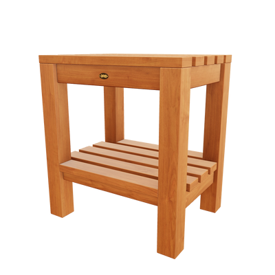 Teak Shower Bench Coach 16" (40 cm) with shelf