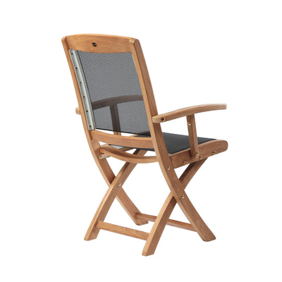 SET568-532 - Table pliante en teck Asia - Rectangulaire 35"avec 2 fauteuils pliants Colorado Textilène