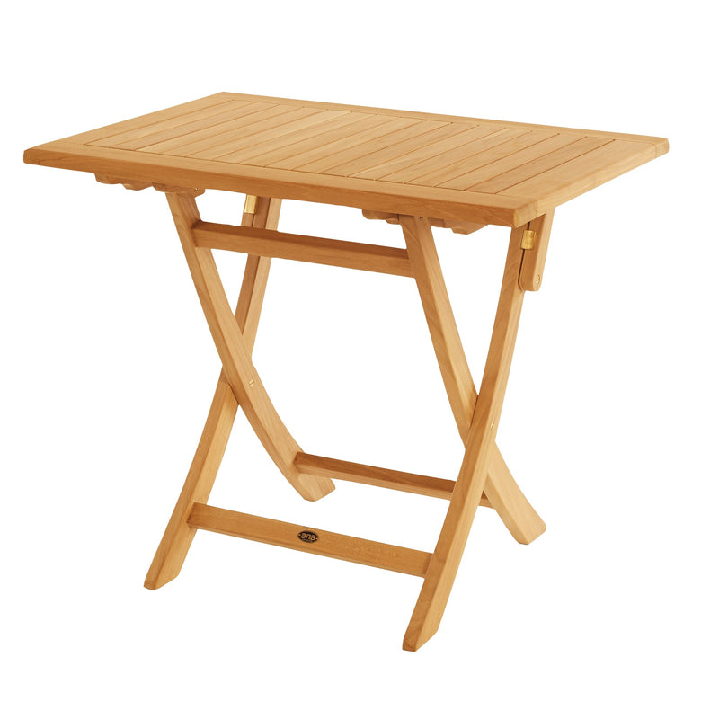 SET568-531 - Table pliante Asia teck - Rectangulaire 35"avec 2 chaises pliantes Colorado Textilène