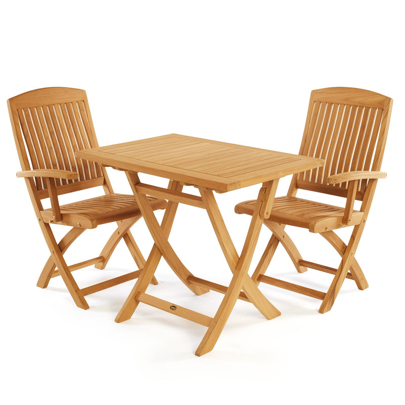 SET568-526 - Asia teak folding table - Rectangular 35" with 2 Colorado folding armchairs