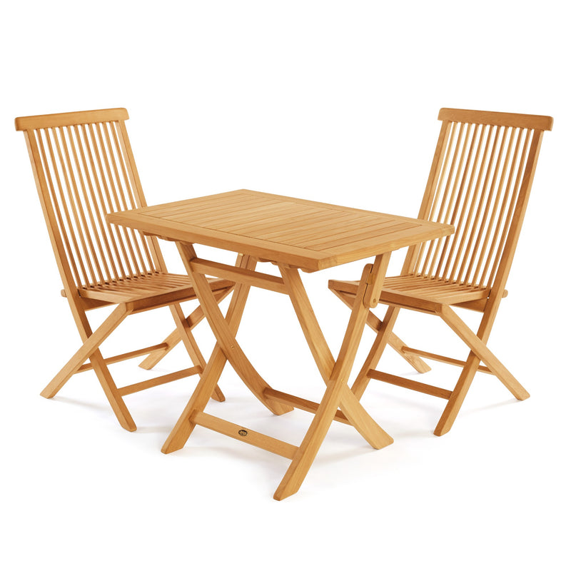SET568-533 - Table pliante en teck Asia - Rectangulaire 35"avec 2 chaises pliantes Klip Klap