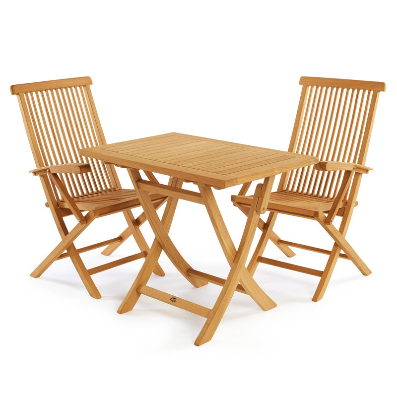 SET568-534 - Asia teak folding table - Rectangular 35" with 2 Klip Klap folding armchairs